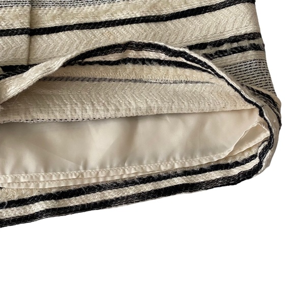 Never Worn Black & Cream Striped Wool Blend Skirt - Picture 3 of 7